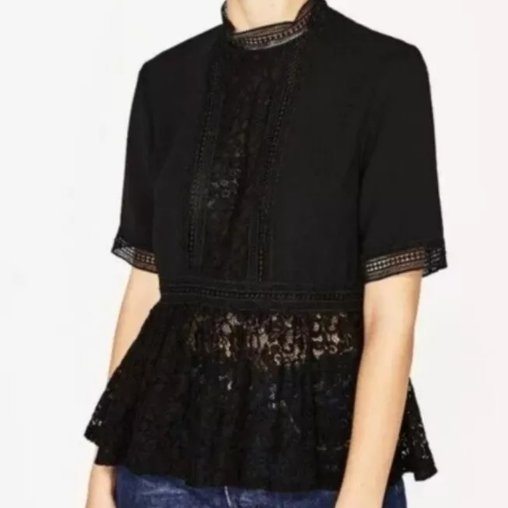 Zara Black Lace Blouse